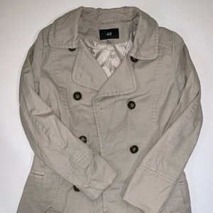 H&M Trench Coat Jacket Women’s Size 10 Khaki Beige